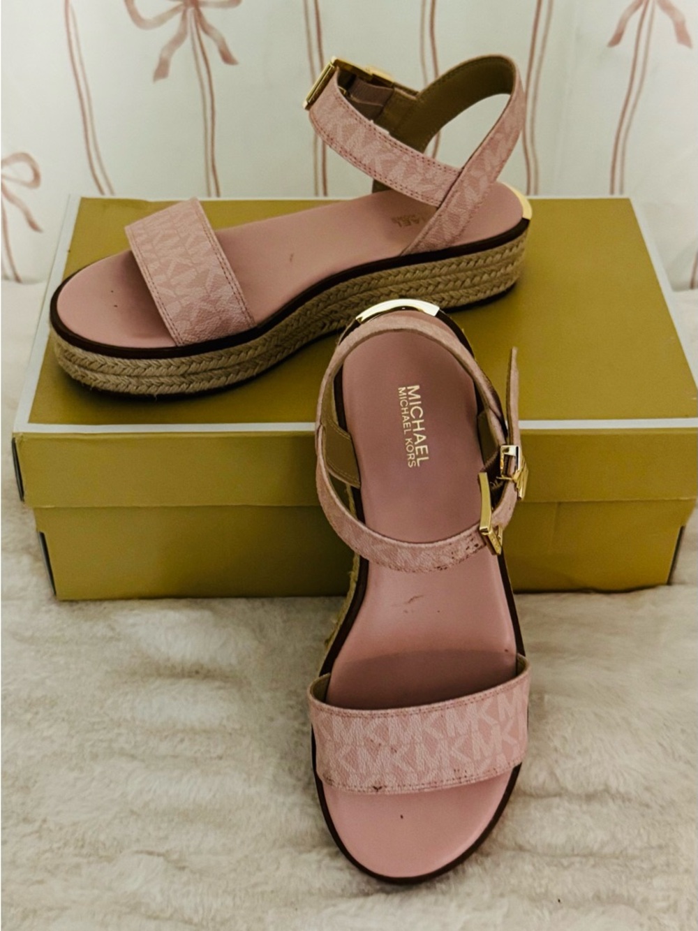Michael Kors Blush Pink Espadrille Platform Sandals